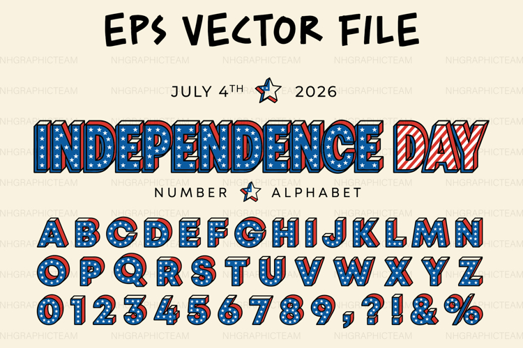 3D Patriotic Alphabet Letters Pack For Crafters - EPS Vector