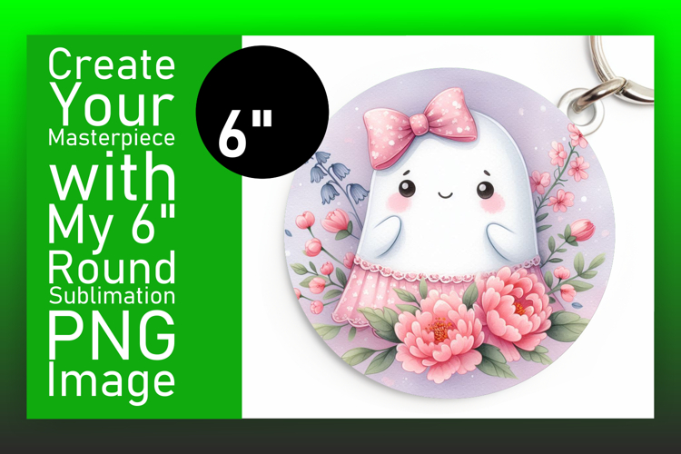 Elegant Circle Design Keychain Template , Cute Ghost