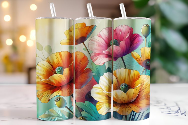 Flowers Tumbler Wrap | Sublimation | Tumblers example image 1