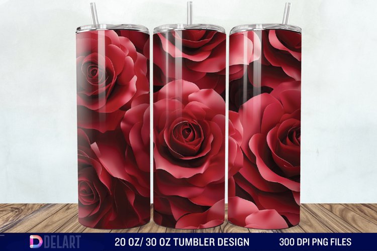 3D Flower Seamless Roses Tumbler Wrap example image 1