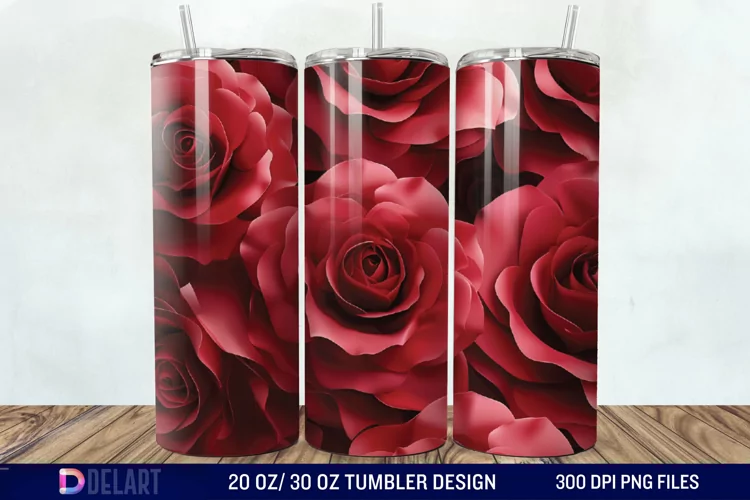 3D Flower Seamless Roses Tumbler Wrap
