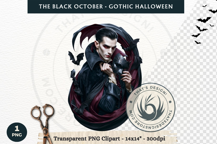 The Black October Gothic Halloween Clipart, Horror character