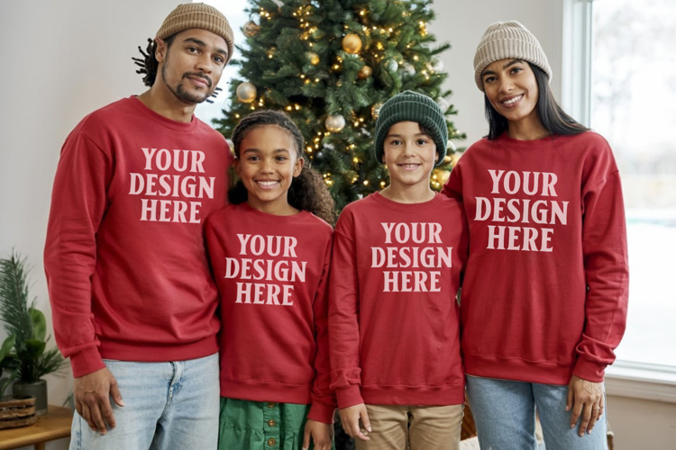 Christmas Family Matching T-Shirt Mockups | Holiday Group