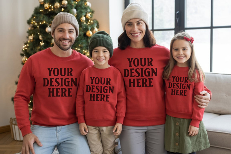 Christmas Family Matching T-Shirt Mockups | Holiday Group