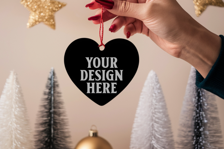 Holiday Love Heart Ornament Mockups | Romantic Christmas Tre