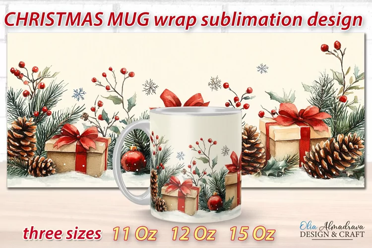 Christmas Mug Sublimation designs| Mug Wrap Cricut Template