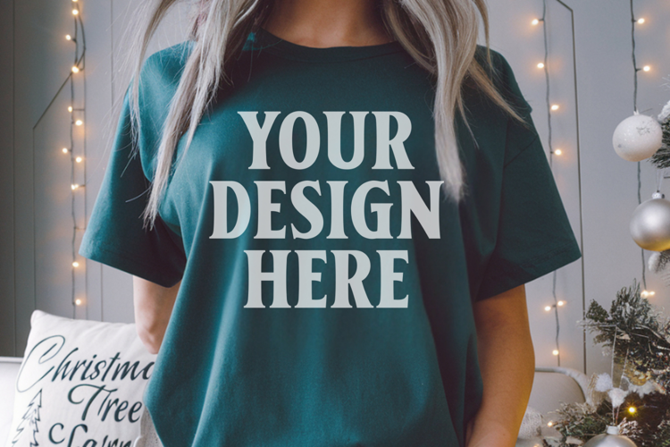 Blue Spruce Christmas Comfort Colors 1717 Mockups, CC 1717 m