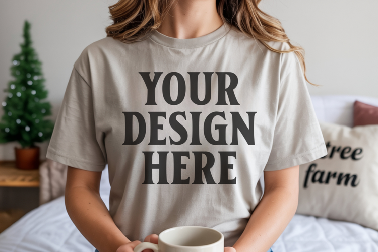 Grey Comfort Colors 1717 Christmas Shirt Mockup, Cozy