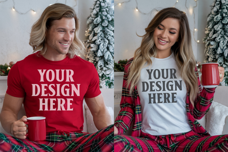 Bella Canvas 3001 Christmas Couple Mockup ,3001 Couple Mock