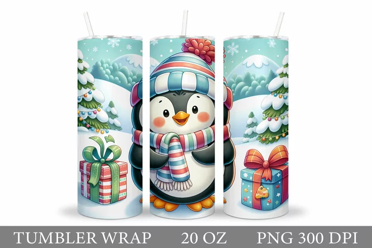 Christmas Penguin Tumbler. Christmas Tumbler Sublimation