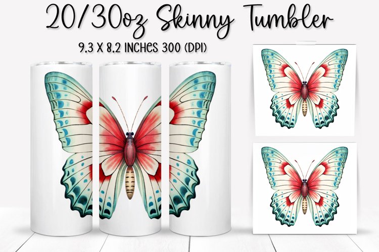 Butterfly Tumbler Design - Tumbler Sublimation PNG Design
