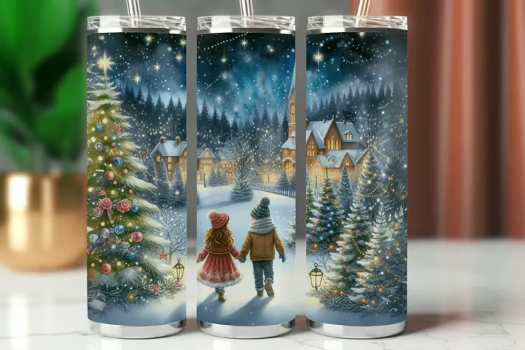 Tumbler Wrap 20 oz - boy and girl christmas