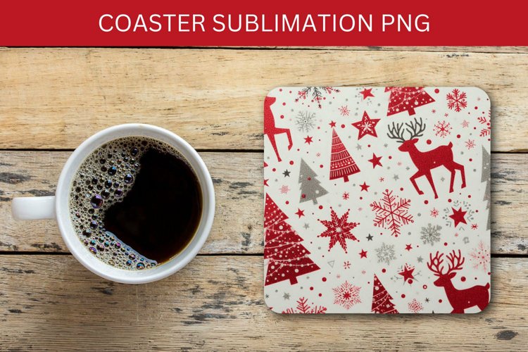 square coaster - christmas pattern example image 1