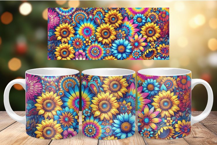Valentine Mug Wrap Sublimation - colorful flowers