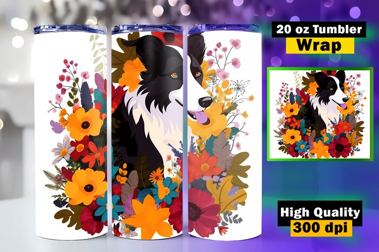 Cute Dog Tumbler Sublimation, 20 oz Skinny Tumbler Wrap