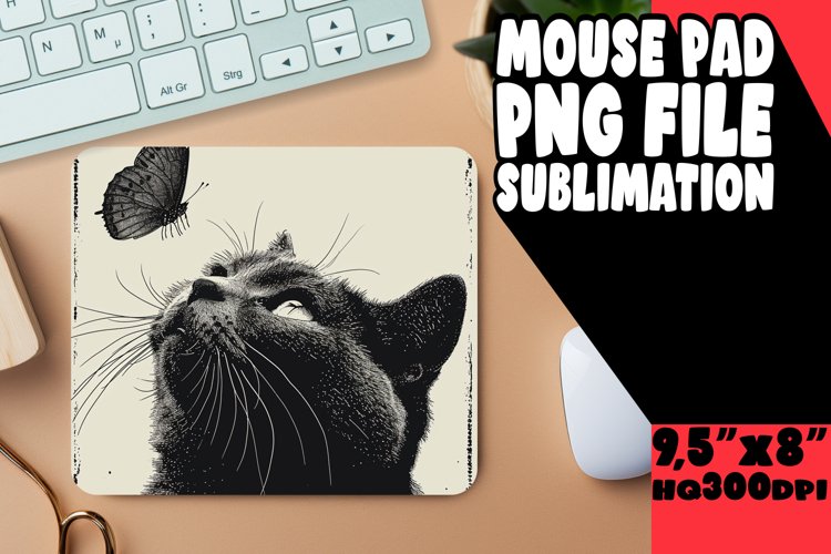 Cute Cat Portrait Mouse Pad example image 1