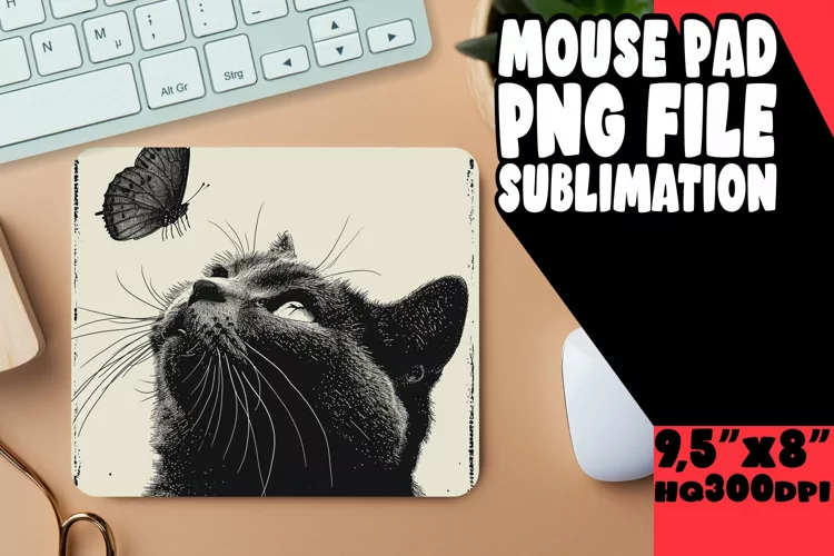 Cute Cat Portrait Mouse Pad