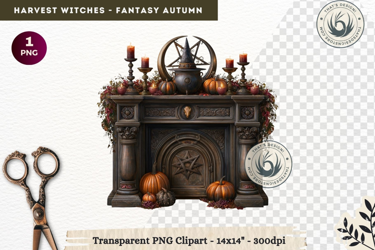 Harvest Witch Clipart Autumn Cottagecore Apothecary PNG RPG