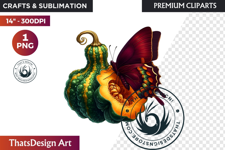 Autumn Butterfly and flower Clipart: Moody Floral PNG