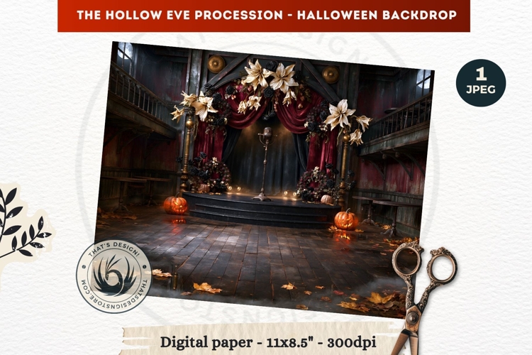 Gothic Halloween background - Hollow Eve Procession Backdrop