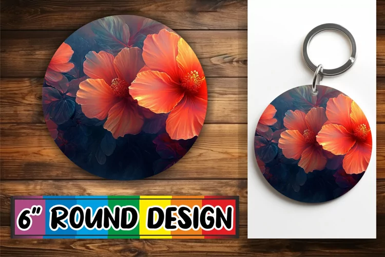 Radiant Petal Circle Wrap: Spring Sublimation Keychain