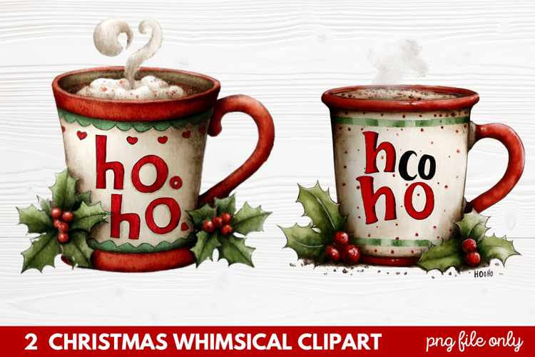2 Whimsical Christmas Clipart featuring cute holiday charact