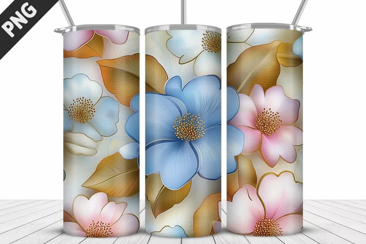 3D Daisy Flowers 20oz Tumbler Wrap | Sublimation Design