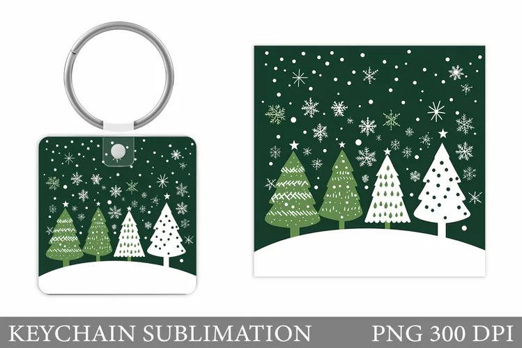 Christmas Tree Keychain. Christmas Keychain Sublimation