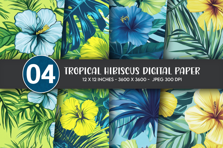 Tropical Hibiscus Digital Paper