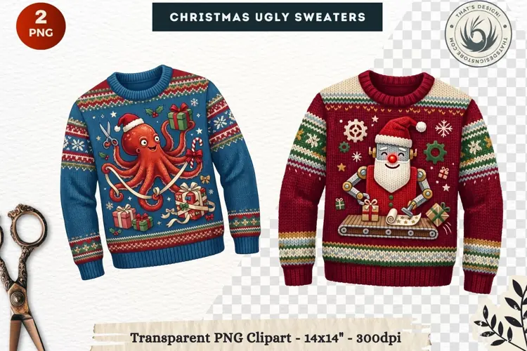 Christmas Ugly Sweaters Clipart Holiday Winter Sweater PNG