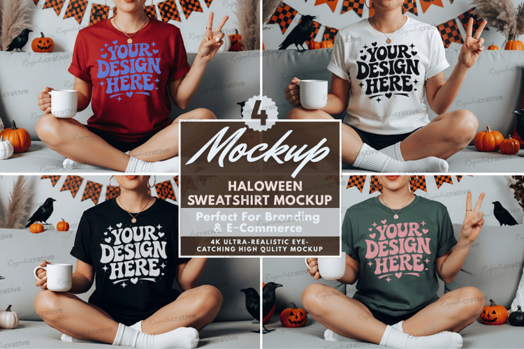 Halloween Sweatshirt Mockup Set Halloween Sweatshirt Mockup