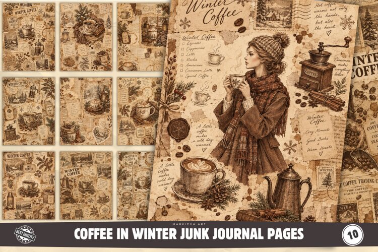 Coffee In Winter Junk Journal Pages example image 1
