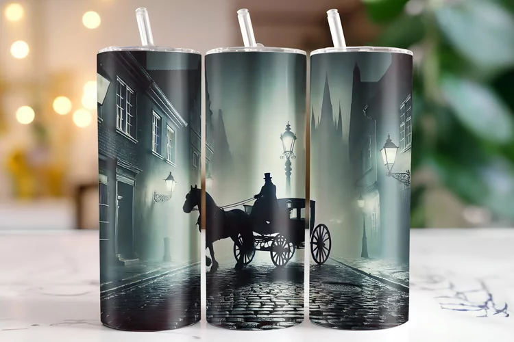 Horse with Carriage Tumbler Wrap | Sublimation | Tumblers