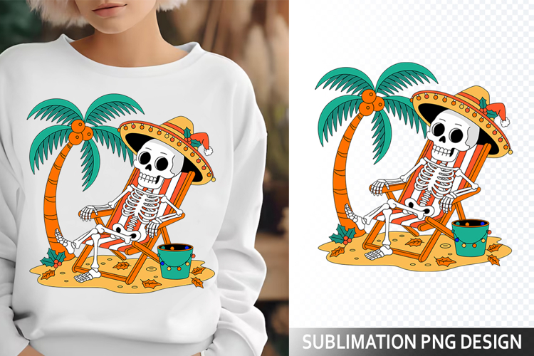 Funny Summer Skeleton Illustration - Sublimation PNG Design