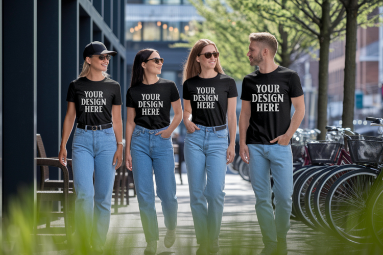 Bella Canvas 3001 Family Group T-Shirt Mockup