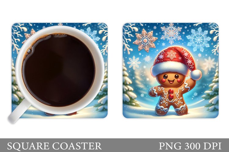 Gingerbread Coaster Design. Christmas Coaster Sublimation