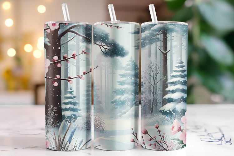 Snowy trees Tumbler Wrap | Sublimation | Tumblers