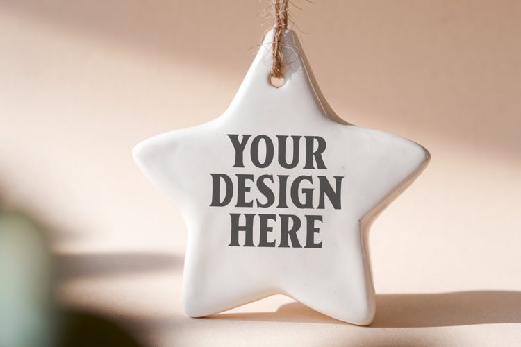 Christmas Star Ceramic Ornaments Mockup | Holiday Star Ornam