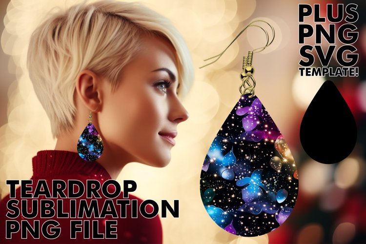 Starlit Elegance: Sublimation Star Pattern Teardrops example image 1