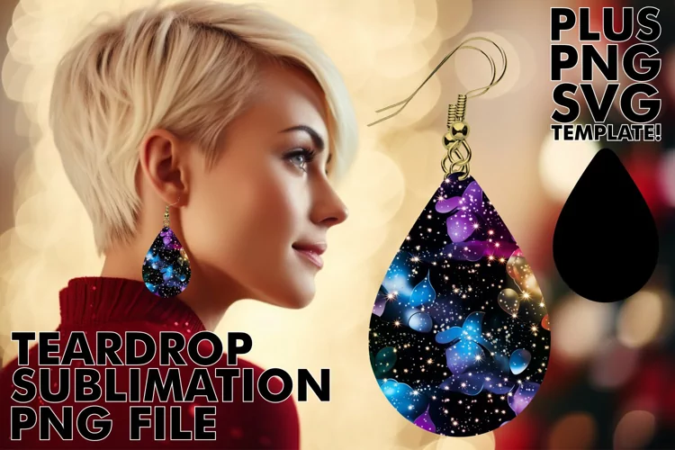 Starlit Elegance: Sublimation Star Pattern Teardrops