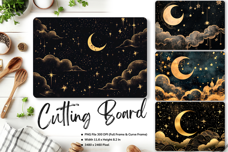 Moon Night Cutting Board Mystic Celestial Chopping Board_21