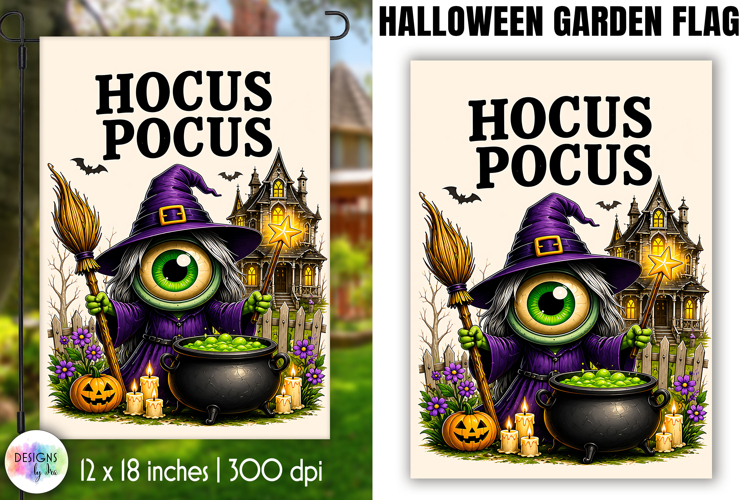 Hocus Pocus Halloween Garden Flag PNG Design
