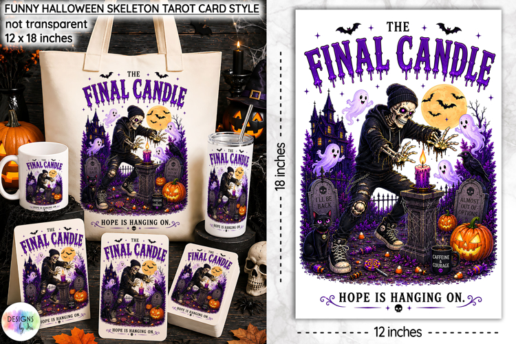 Funny Halloween Tarot Card, Funny Halloween Skeleton PNG