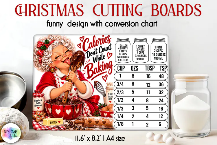 Calories Don't Count Christmas Cutting Board Sublimation