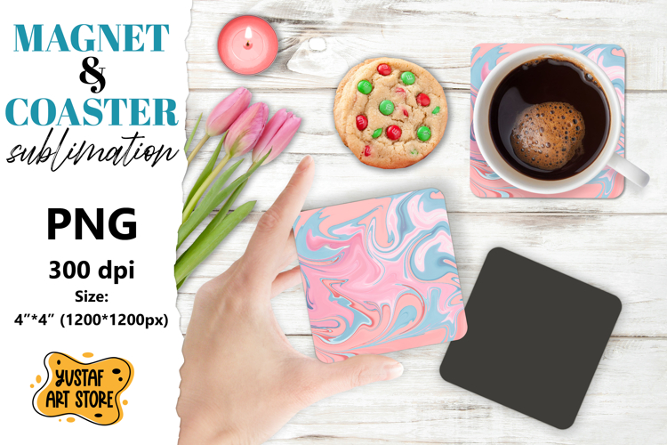 Abstract paint magnet/coaster sublimation. Fluid art