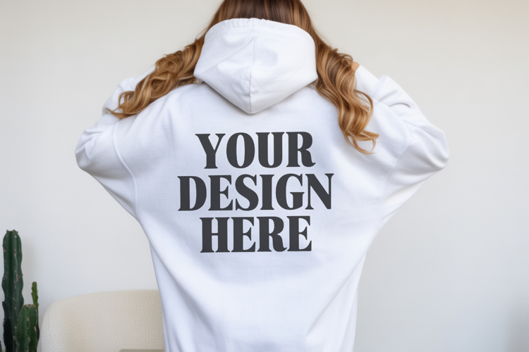 White Gildan 18500 Hoodie Mockup ,Cozy Unisex Sweatshir