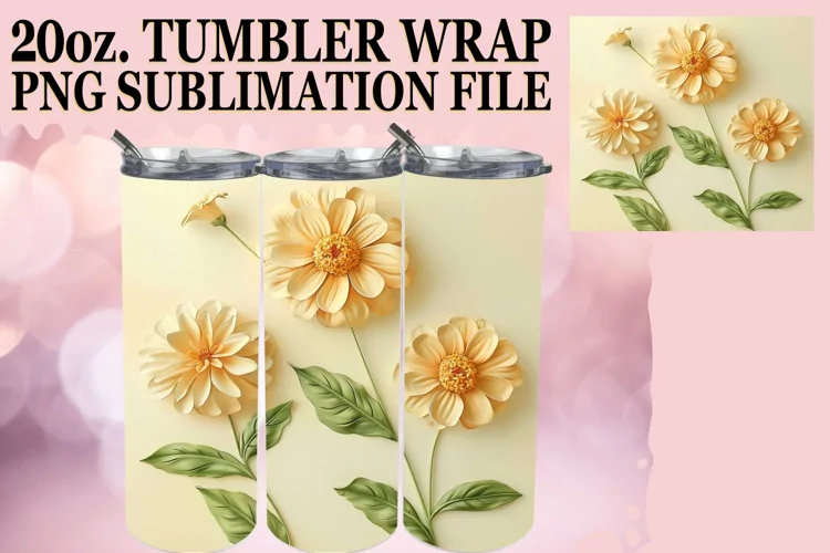 White Bloom Tranquility: Sublimation 20oz Tumbler