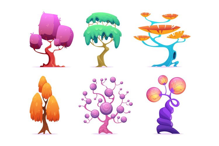 Fantasy tree. Fairytale garden plants glowing forest nature