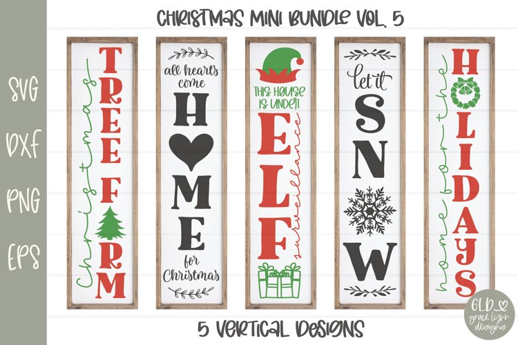 Christmas Sign Bundle VOL. 5 - 5 Vertical Christmas Designs example image 1