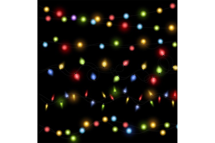 Color light garlands. Christmas glowing multicolored lights